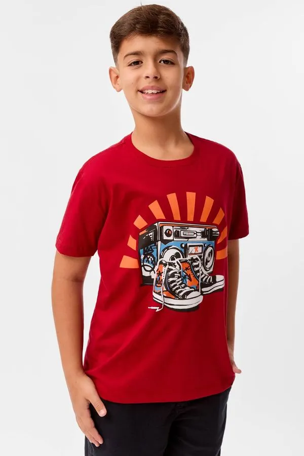 T-Shirt Infantil Estampada All Music Vermelho Escuro vermelho escuro/12