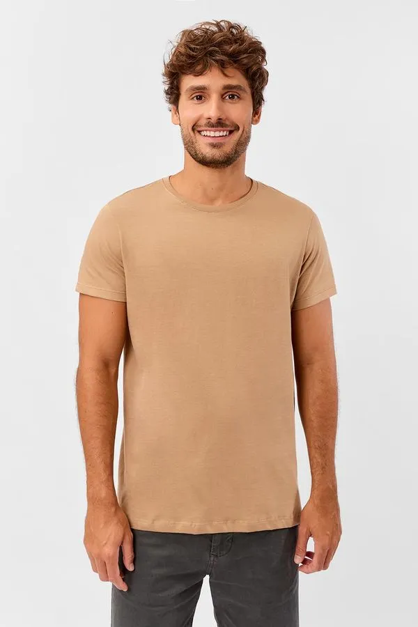 T-Shirt Básica Premium Fit Sem Costura Lateral Nude NUDE/M