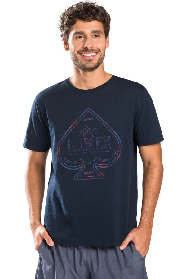T-Shirt Estampada Life Azul Marinho AZUL MARINHO/P