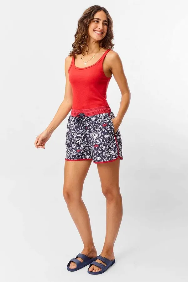 Short Estampado Lotus Azul Marinho/Branco AZUL MARINHO/BRANCO/M