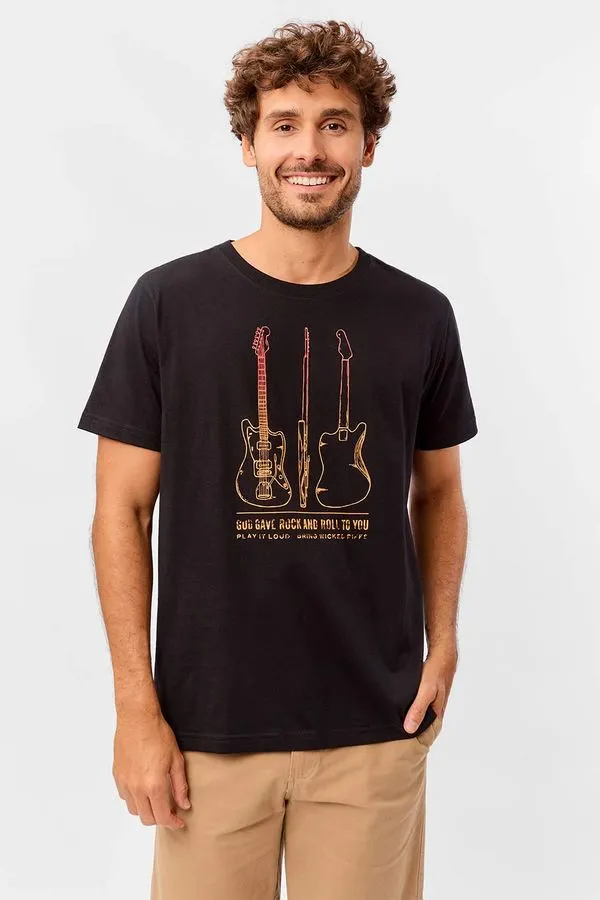 T-Shirt Estampada Play It Loud Preta PRETA/M