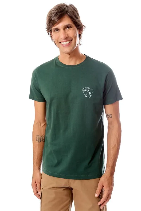 T-Shirt Estampada Cartas Verde Escuro VERDE ESCURO/P