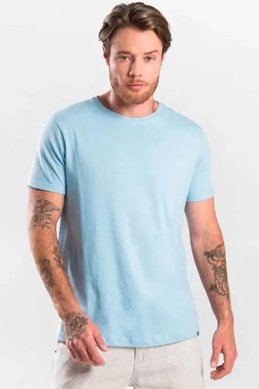 T-Shirt Básica Fit Premium Sem Costura Azul Claro AZUL CLARO/P