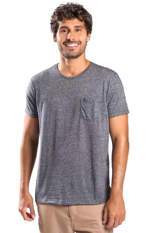 T-Shirt Especial Desfibrado Com Bolso Grafite GRAFITE/G