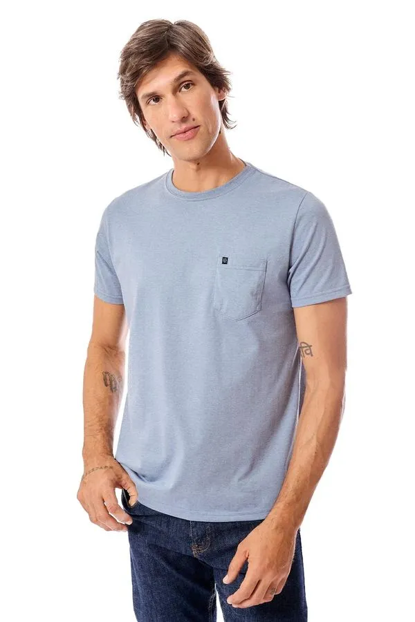 T-Shirt Básica Comfort Com Bolso Azul Jeans AZUL JEANS/GG