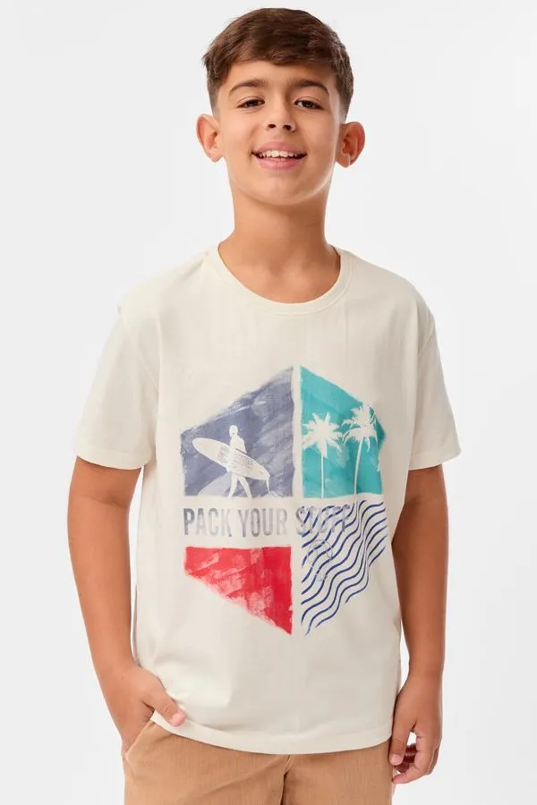 T-Shirt Infantil Estampada Surfer Off White OFF WHITE/12