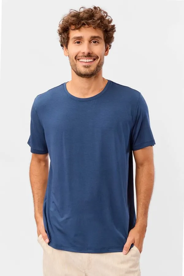T-Shirt Básica Premium Modal Spandex Azul Jeans AZUL JEANS/G