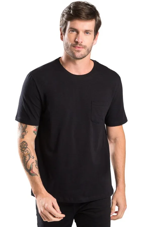 T-Shirt Básica Premium Pima Com Bolso Preta PRETA/M