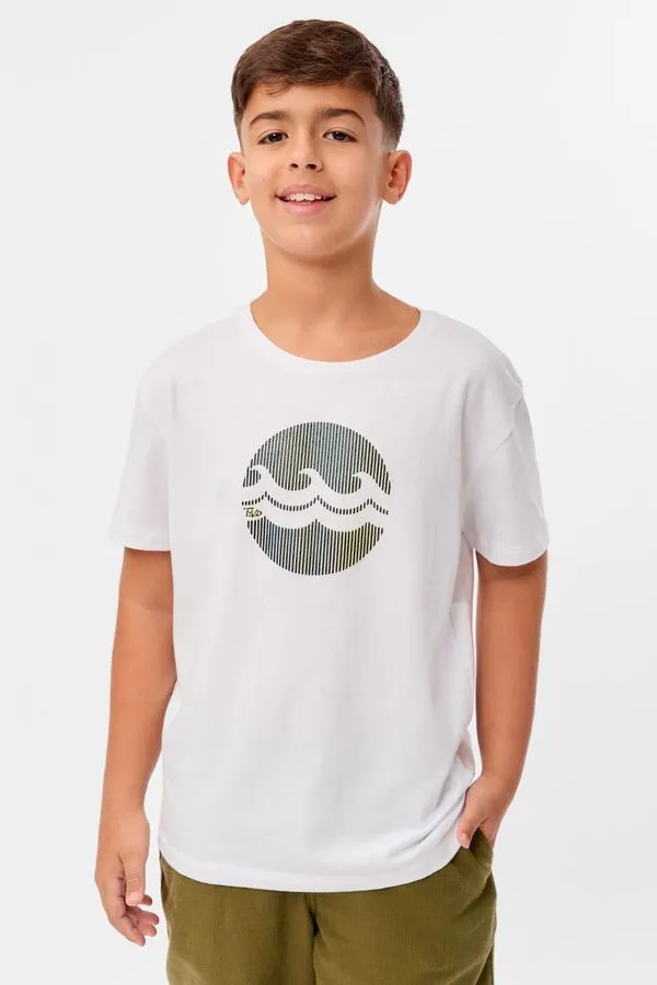 T-Shirt Infantil Estampada Flex Ondas 3d Branca BRANCA/6