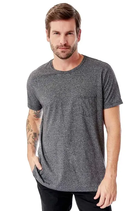 T-Shirt Com Detalhe No Bolso Grafite GRAFITE/PP