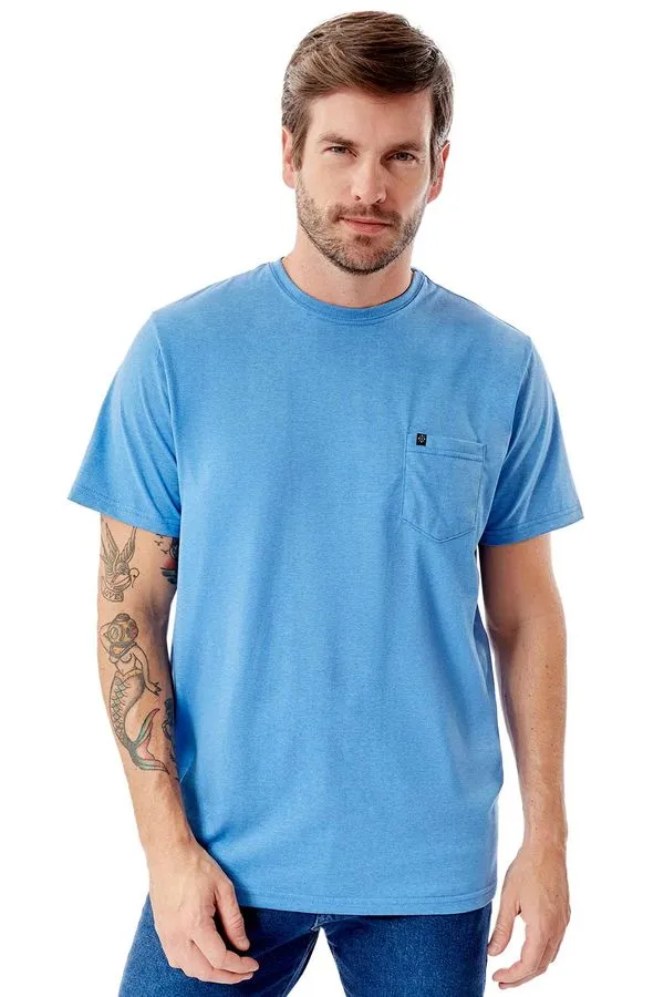 T-Shirt Básica Comfort Com Bolso Azul Royal AZUL ROYAL/P