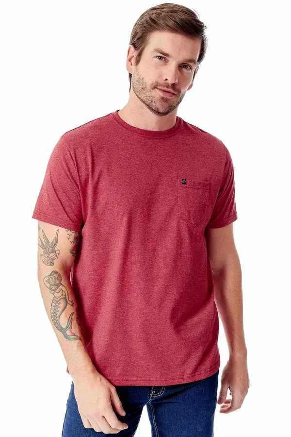 T-Shirt Básica Comfort Com Bolso Vermelho Escuro VERMELHO ESCURO/P