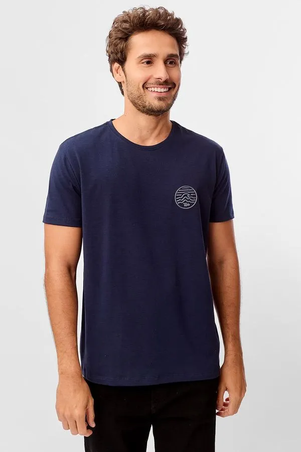 T-Shirt Estampada Onda Em Relevo Azul Marinho AZUL MARINHO/GG
