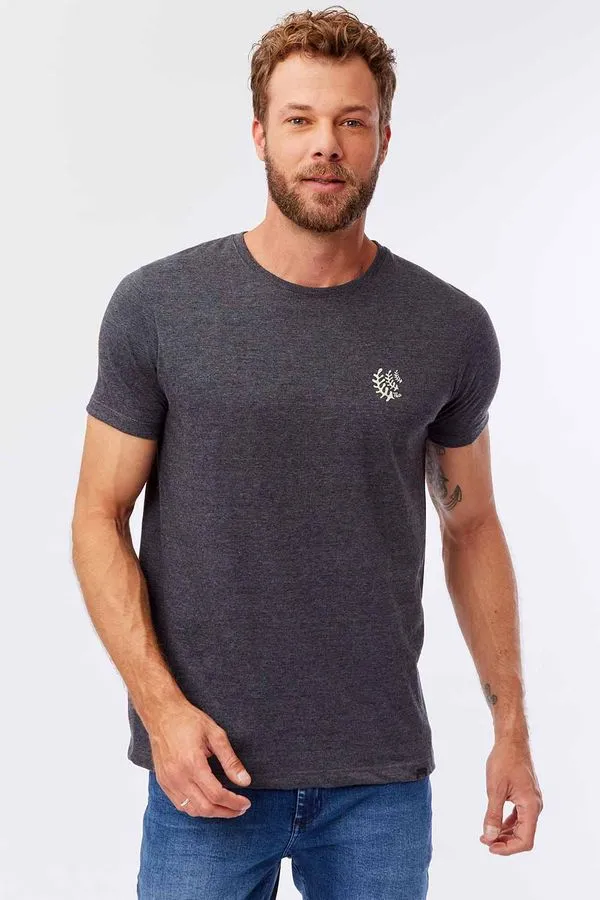T-Shirt Estampada Premium Fit Sem Costura Lateral Grafite GRAFITE/M