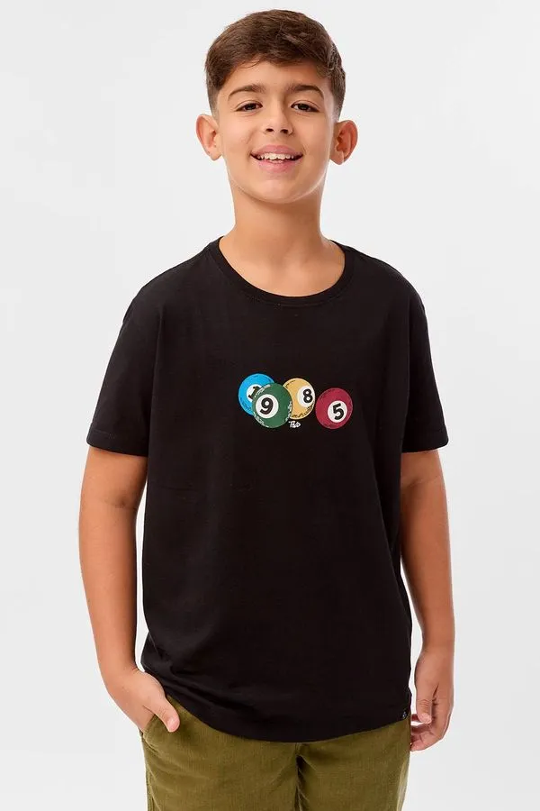 T-Shirt Infantil Estampada Bilhar Preta PRETA/14
