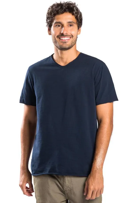 T-Shirt Básica Gola v Flamê Azul Marinho AZUL MARINHO/GG