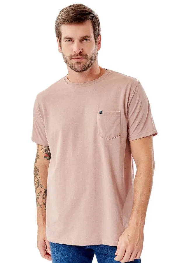 T-Shirt Básica Comfort Com Bolso Rosa Claro ROSA CLARO/GG