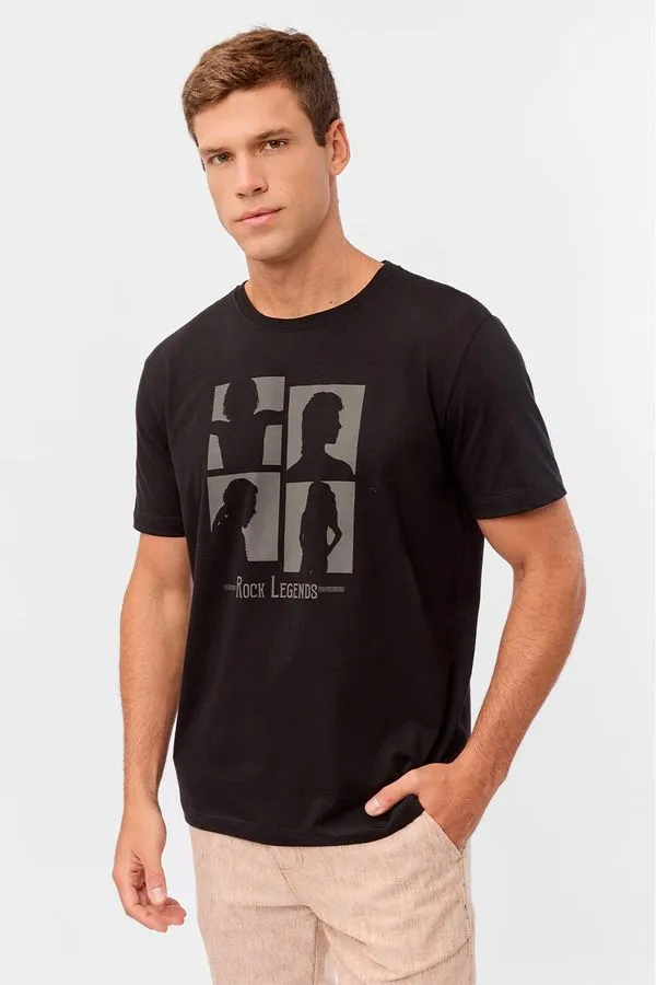 T-Shirt Estampada Rock Lengends Preta PRETA/GG