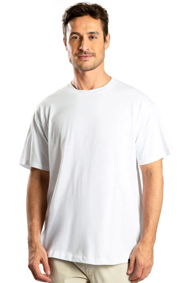 T-Shirt Básica Premium Sem Costura Oversized Branco BRANCO/G