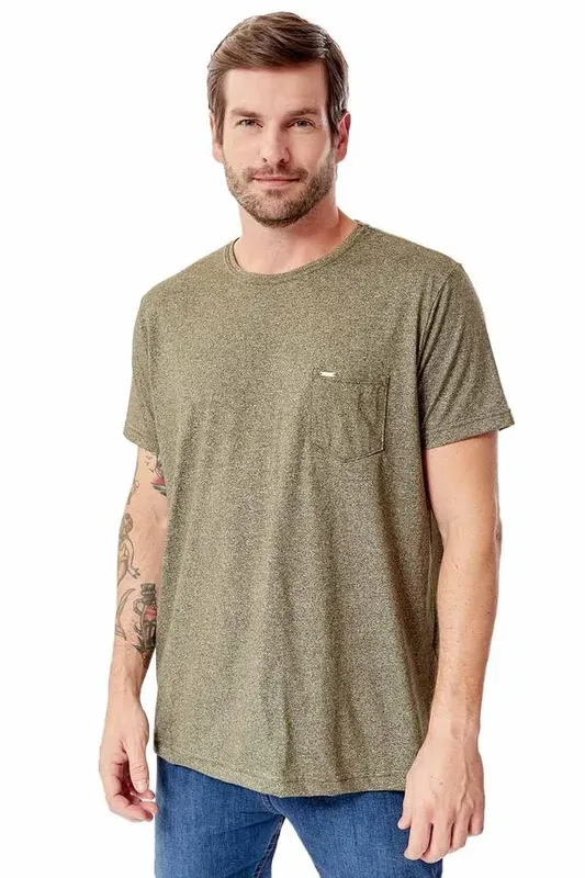 T-Shirt Com Detalhe No Bolso Verde Musgo VERDE MUSGO/P