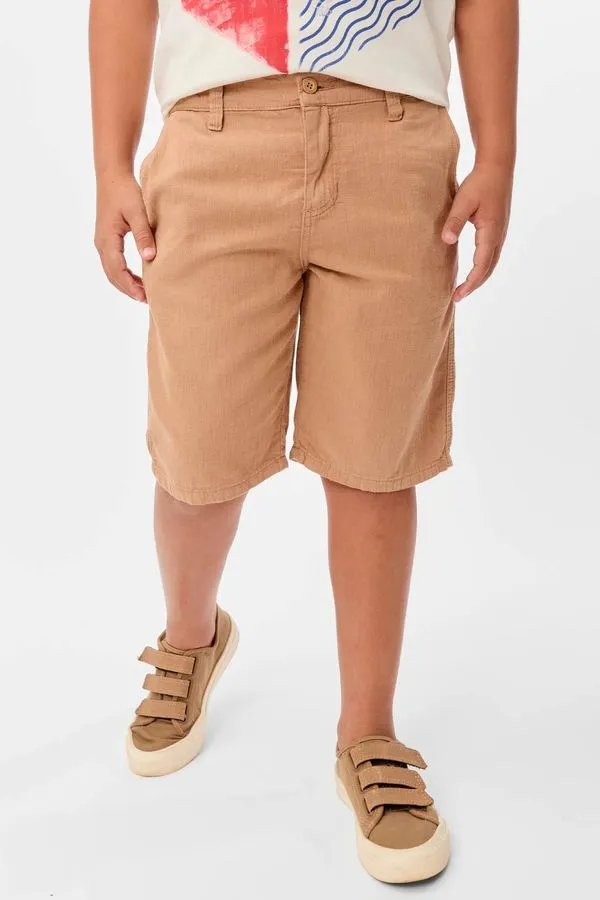 Bermuda Chino Infantil Fio Tinto Khaki KHAKI/12