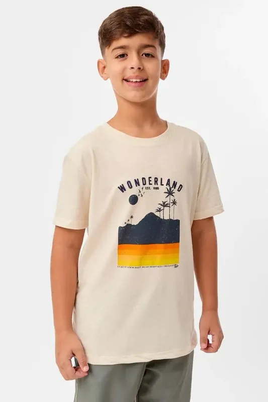 T-Shirt Infantil Estampada Wonderland Com Bordado Cru CRU/12