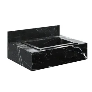 Bancada Para Banheiro Porcelanato Roma Com Cuba 60Cm Preta Darabas