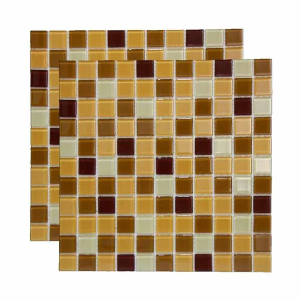 Pastilha de vidro 2,45x2,45cm placa 30x30cm siena Crystalcor