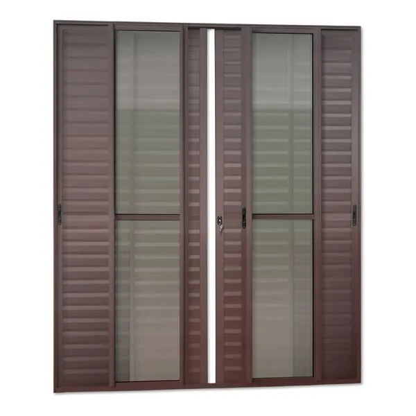 Porta Correr Venez.6F.Móv.210X200 Elite C/Fechad.Tet.V.Lis.Marrom Corten Brimak