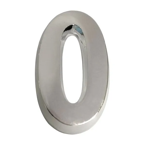Número 0 Plástico Abs Cinza Cromado 14,8cm