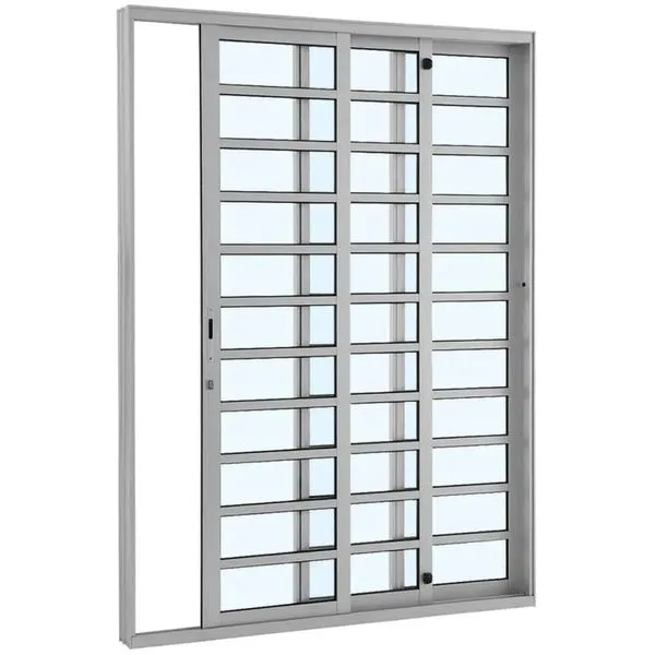 Porta de Correr Alumínio 3 Folhas Alumifort 216cmx200x12,5cm Direita Divisória Horizontal Sasazaki
