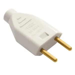 Plugue bipolar macho 180º 10A 250V cinza 1419 Fame