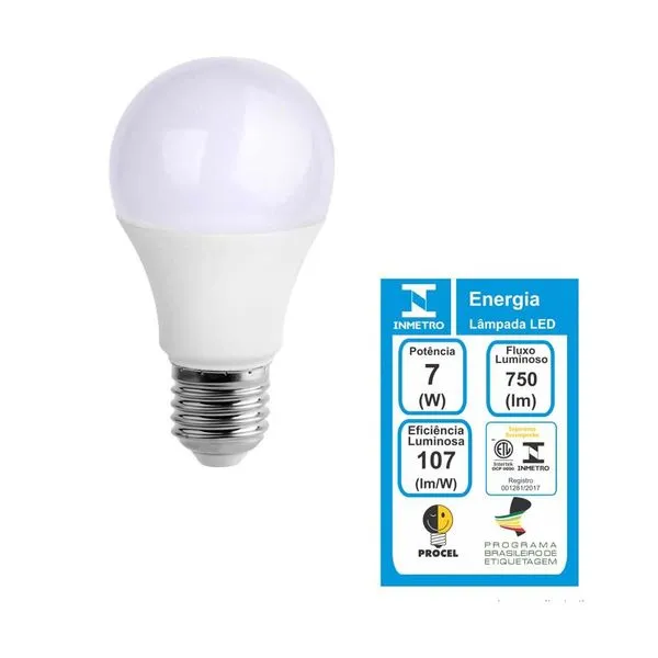 Lâmpada LED A60 7W 6000K 127/220V branca Ecoforce