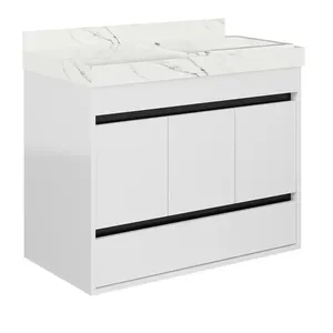 Gabinete Para Banheiro Ancara 80Cm Branco Com Cuba Branca Darabas