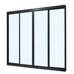 Janela Aluminio Correr Sem Grade 4 Folhas Vidro Liso 120X100X8 Preto Ultra Ramassol