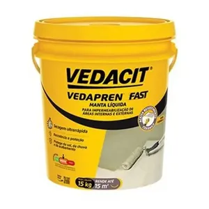 Manta Líquida Acrílica Impermeabilizante Vedapren Fast Cinza Vedacit MANTA LIQ ACR IMP VEDAPREN FAST CO 15KG PARED EXT E FACHAD