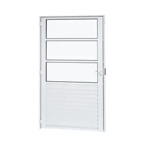 Porta Alumínio Mista Palheta Vidro Boreal Direita 90X210X4 Branco Cristal Ramassol