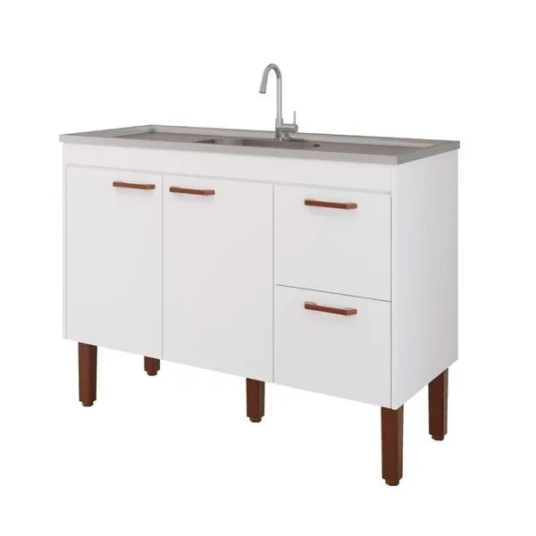Gabinete para Cozinha Slim 114x87x50cm MDF MGM Móveis Gabinete para Cozinha Slim 114x87x50cm MDF Branco