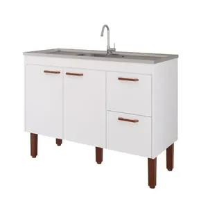 Gabinete para Cozinha Slim 114x87x50cm MDF MGM Móveis Gabinete para Cozinha Slim 114x87x50cm MDF Branco
