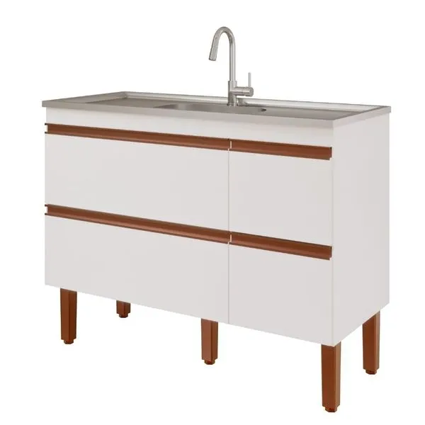 Gabinete para Cozinha Prisma Perfil 114x89x52cm MDF MGM Móveis Gabinete para Cozinha Prisma Perfil 114x89x52cm MDF Branco