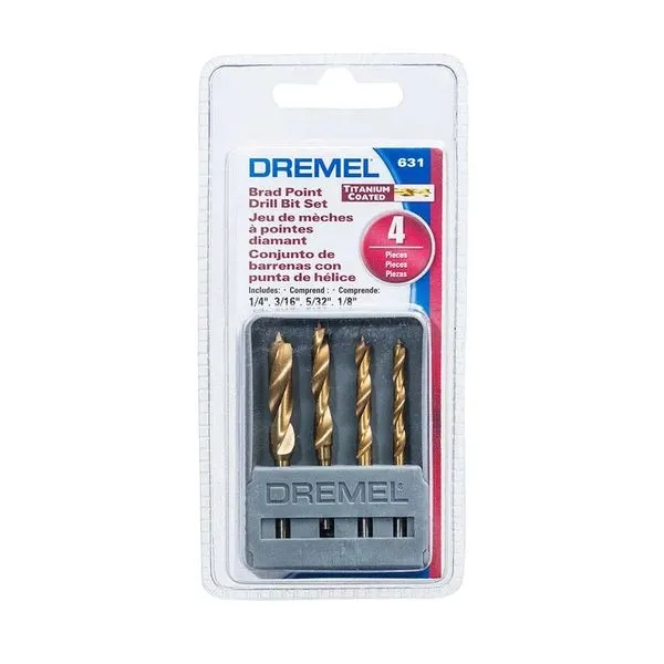 Jogo de Brocas de Titânio Dremel 631 com 4 Peças para Madeira Jogo de brocas com 4 peças Dremel