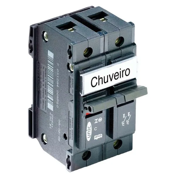 Disjuntor bipolar 35A preto Unic 220V/380V Pial