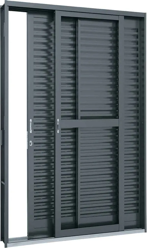 Porta Balcão de Correr em Aço 217x120x12cm 3 Folhas Esquerda Belfort Sasazaki