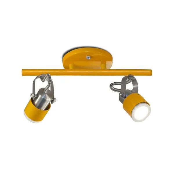 Spot de sobrepor Atena para 2 lâmpadas trilho redondo amarelo Spot Line