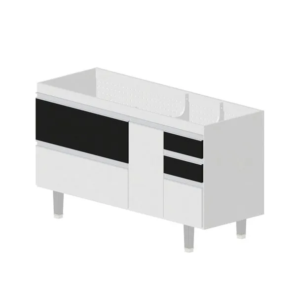 Gabinete de Cozinha Montreal Branco com Preto Bonatto Gabinete de cozinha Montreal 1600 143,4x53cm branco com preto Bonatto