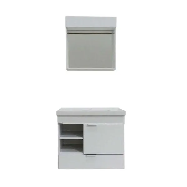 Gabinete Angra 50cm com armário central e tampo branco Bonatto