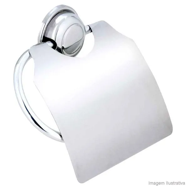 Porta papel higiênico cromado com tampa Cristal Moldenox