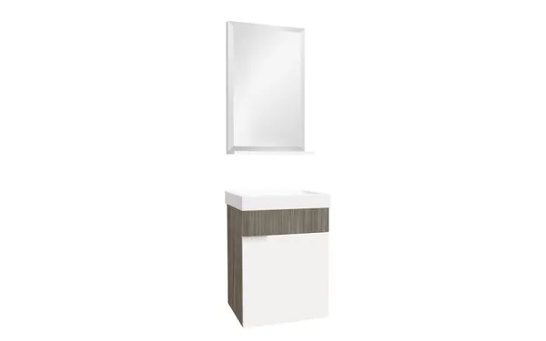 Gabinete para banheiro Club 40cm com lavatório e espelheira grigio Bumi