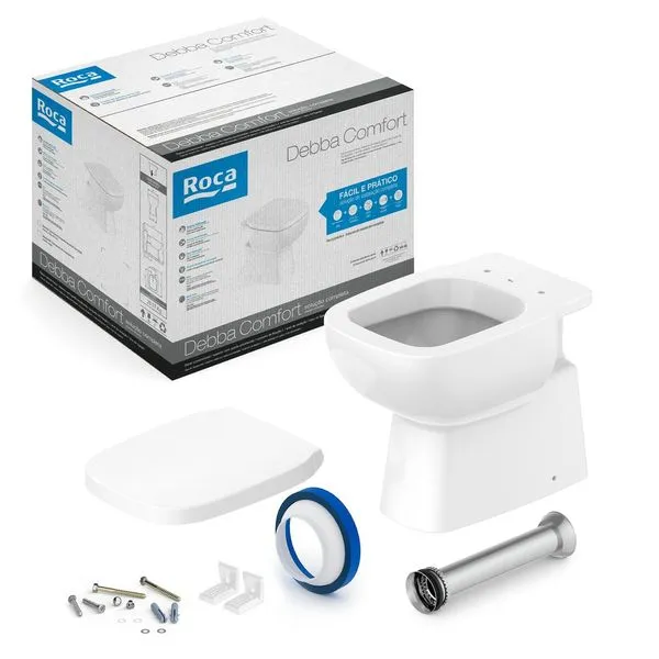 Vaso Sanitário Convencional Assento Pp E Complem De Instal Debba Comfort Roca Kit Bacia Convenc Assento Pp E Complem De Instal Debba Comfort Roca