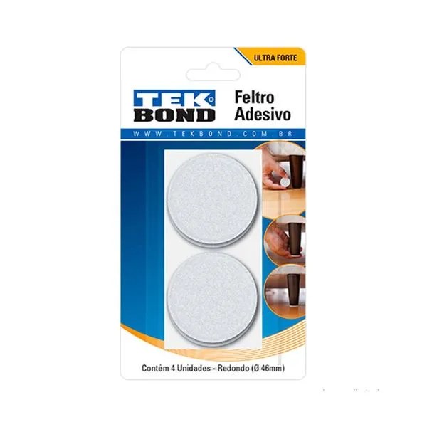 Feltro redondo 46mm com 4 unidades branco Tekbond